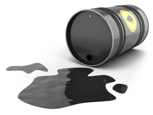Oil barrel spill puddle isolated